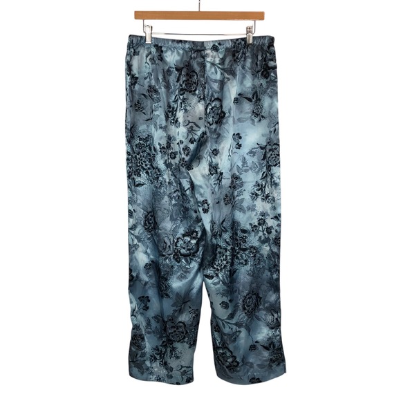 Gilligan O'Malley Floral Print Satin Pajama Pants Size L Wide Leg Y2K Sleepwear - Picture 4 of 7